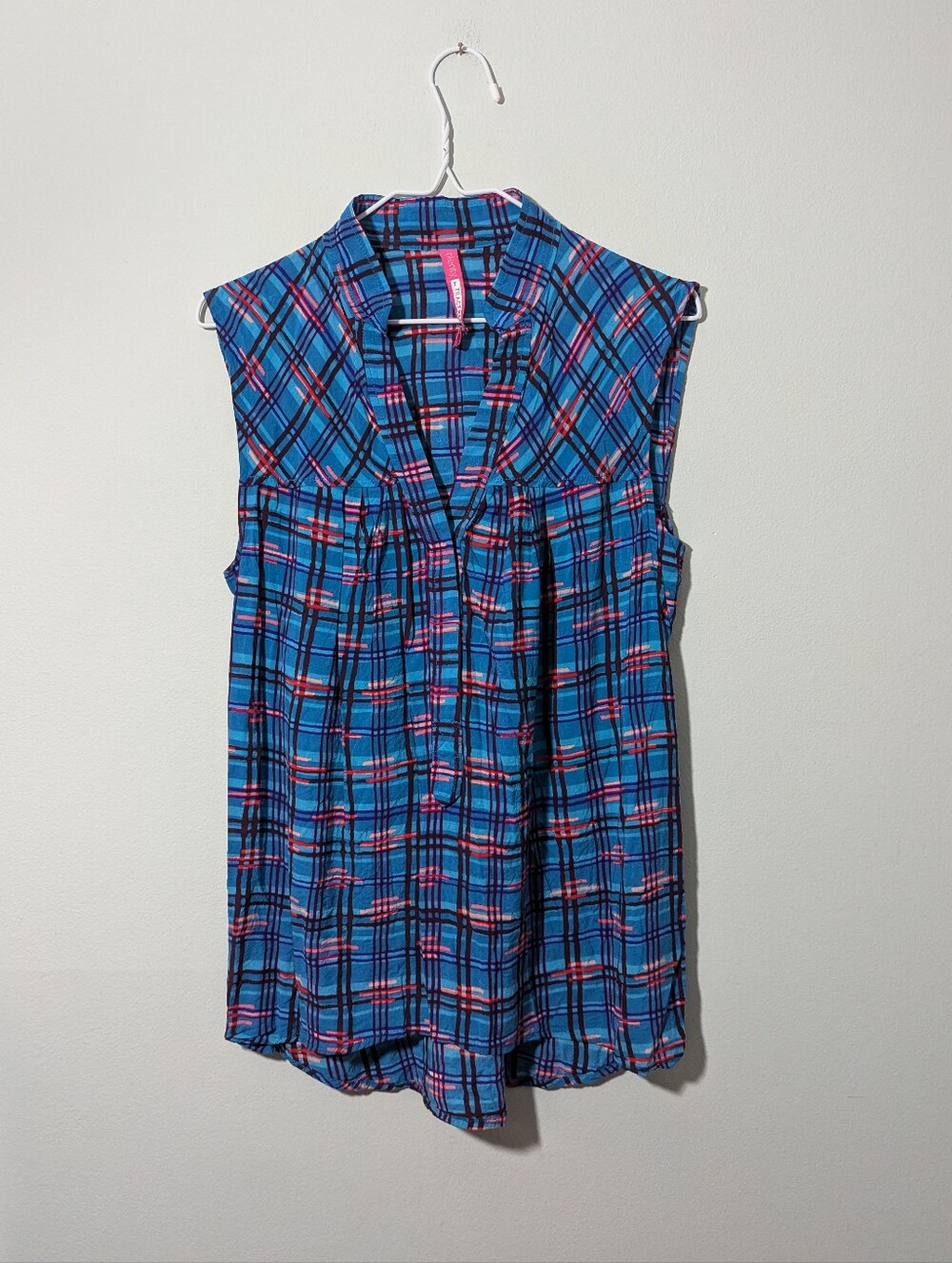 Plenty by Tracy Reese Anthropologie Women's XS Top Plaid Blue Sleeveless